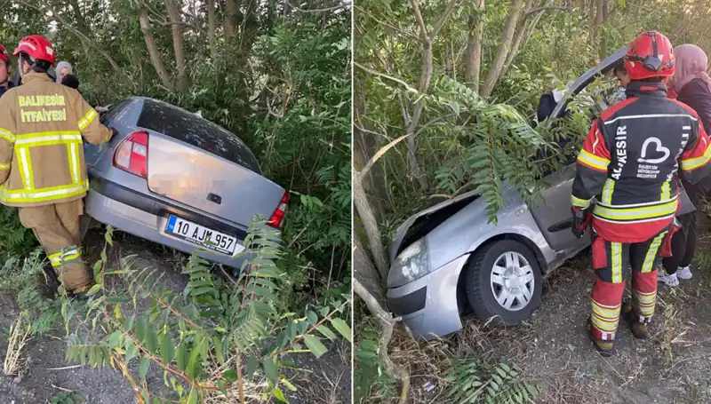 Balıkesir’de Otomobil Şarampole Yuvarlandı: Dayanılmaz Anlar ve İki Yaralı